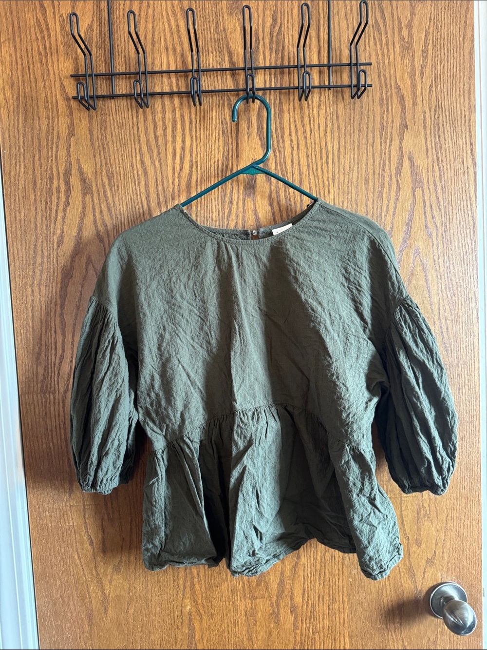A New Day Olive Green Peasant Tunic Top